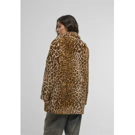 URBAN CLASSICS "Urban Classics Ladies Oversized Faux Fur Leo Coat, Damen, Gr. M leo, 100% Polyester, Mäntel Wintermantel
