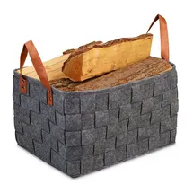 Relaxdays Relaxdays, Aufbewahrungskorb Filz, faltbare Aufbewahrungsbox, Filzkorb mit Henkeln, HxBxT: 26 cm,
