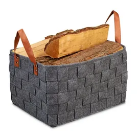 Relaxdays Relaxdays, Aufbewahrungskorb Filz, faltbare Aufbewahrungsbox, Filzkorb mit Henkeln, HxBxT: 26 cm,