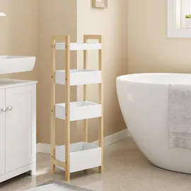 SoBuy Badezimmerregal Aufbewahrungsmöbel Weiß Skandinavisch FRG226-H-WN