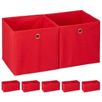 Relaxdays 12 x Aufbewahrungsbox Stoff, quadratisch, Aufbewahrung für Regal,