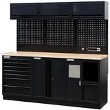 feistos Werkbank Metall 62x204x200 cm Schwarz abschließbar