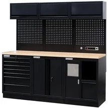 feistos Werkbank Metall 62x204x200 cm Schwarz abschließbar