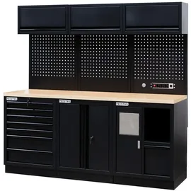 feistos Werkbank Metall 62x204x200 cm Schwarz abschließbar