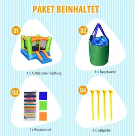 Costway Hüpfburg mit Rutsche bunt