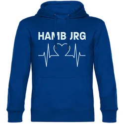 multifanshop Kapuzen Sweatshirt - Hamburg - Herzschlag - Druck weiß - Hoodie