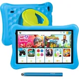 Tablet HD 10.1”, 12GB (4+8 Expand) RAM 128GB ROM - Kids Tablet KIDOZ APP - Android 13 Tablet mit Kinder mit Touchstift und Sturzsicherer Hülle - Blau