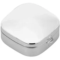Premium Pillendose Silber-Plated (4,5x4,5 cm) – Edle Tablettenbox Versilbert – Kleine Metalldose für unterwegs