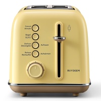 BUYDEEM DT620E Retro Toaster 2 Slices,Stainless Steel,7 Browning Levels for Bread,Sandwich,Bagel,Muffin,Defrost & Reheat Function,Removable Crumb Tray,900Watt,Mellow Yellow