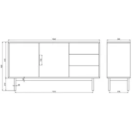 Selsey Sideboard 2-türig mit 3 Schubladen, weiß, 154 cm -