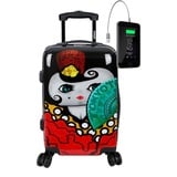 TOKYOTO Kinderkoffer Kinder-Trolley für Mädchen & Jungen 55x35x20 cm/Koffer Handgepäck Hartschalenkoffer, Reisekoffer klein, Reisetasche Kinder mit TSA-Schloss & USB-Anschluss FLAMENCA