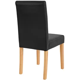Mendler 2er-Set Esszimmerstuhl Stuhl Küchenstuhl Littau ~ Kunstleder, schwarz matt, helle Beine