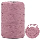 Polyester Garn 3mm X 225m,Makramee Garn 3mm,Makramee Band,Polypropylene Yarn,Geflochten Makramee Schnur Farbig,garn Zum Häkeln Für Stricken,Dekoration DIY Handwerk (Lederpulver, 1 Pcs)