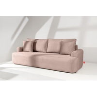 Konsimo 3-Sitzer Schlafsofa ELPHO 3-Personen, mit Schlaffunktion, hergestellt in der EU, Feine Cord-Stoff rosa 260 cm x 97 cm x 101 cm