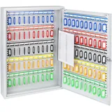 HMF Schlüsselschrank groß aus Stahl, abschließbarer Schlüsselkasten für Büro, Verwaltung oder Fuhrpark, 100 Haken, 55 x 38 x 8 cm, Lichtgrau