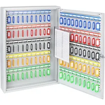 HMF Schlüsselschrank groß aus Stahl, abschließbarer Schlüsselkasten für Büro, Verwaltung oder Fuhrpark, 100 Haken, 55 x 38 x 8 cm, Lichtgrau