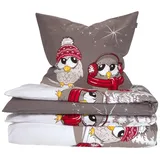 SCHIESSER Bettwäscheset Olsona - Feinbiber - 2-teilig - 135 x 200 cm - Grau