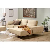 W.SCHILLIG Ecksofa run, Designsofa mit tollem Sitzkomfort, bequem, L-Form, mit elegantem Holzsockel, Füße in Silber matt, Breite 279 cm braun