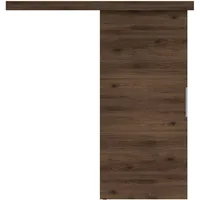 Schiebetür Komplettset 95x205 cm | Schiebetür mit modernem Design und flacher Abdeckung | Schiebetürsystem für platzsparende Raumgestaltung in Wohnzimmer, Küche oder Büro | Zimmertür | Nussbaum