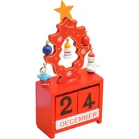 Weihnachtskalender aus Holz für den Schreibtisch, Weihnachtsmann, Schneemann, Rentier, Baum, ewiger Kalender, Holz-Displayblock, Ornament für die...