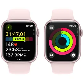 Apple Watch Series 9 GPS 45 mm Aluminiumgehäuse rosé, Sportarmband hellrosa M/L