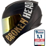 Broken Head BeProud Sport Gold Motorradhelm + Verspiegeltes Visier | Limited ...