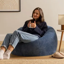 I.C.O.N. Icon Sitzsack Cord, Denimblau, Sitzsack Erwachsene mit Füllung, Bean Bag, Cord Sessel, Lounge Sessel, Lounge Stuhl, Schlafzimmer, Wohnzimmer, Wohnzimmer Möbel