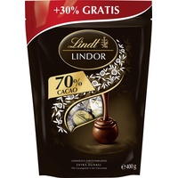 Lindt Schokolade LINDOR Kugeln Edelbitter | 400 g | Ca. 30 Kugeln Edelbitterschokolade mit 70% Kakao mit dunkler zartschmelzender Füllung | Pralinengeschenk | Schokoladengeschenk