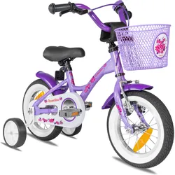 Kinderfahrrad 12 Zoll ab 3 Jahre mit Stützräder und Rücktritt violett|violett|WEISS 12