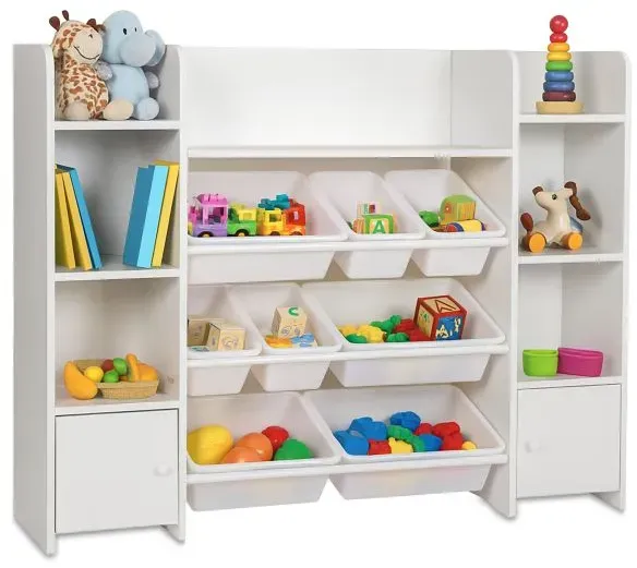 Relaxdays Großes Kinderregal mit 8 Boxen Weiß