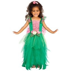 Fun World Kostüm Blumenfee Kostüm für Mädchen, Kostümkleid einer kleinen Waldelfe mit Flügeln grün 86-92
