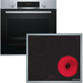 Bosch Herdset BOSCH Backofen Teleskopauszug 3D-Heißluft + Cerankochfeld Kindersicherung autark 60cm