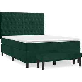vidaXL Boxspringbett 140 x 200 cm Dunkelgrün
