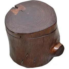 MiaMöbel Sitzhocker Timber höhenverstellbar Massivholz, Metall 40 x 40 x 40 cm Braun