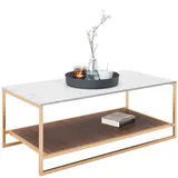 Phoenix Playboy Couchtisch Weiß, Nussbaum, Gold, Marmoroptik, rechteckig, 60x45x120 cm, Wohnzimmer, Wohnzimmertische, Couchtische, Couchtische Marmoroptik
