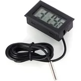 Digitales LCD-Thermometer – wasserdichter Temperaturmonitor – für Kühlschrank/Gefrierschrank, Aquarium, Fischtank – Schwarz