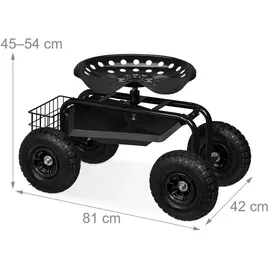 Relaxdays Gartenrollsitz 42 x 54 x 81 cm schwarz