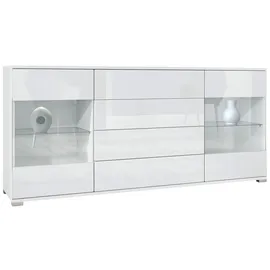 Vladon Bari V2 166,5 x 75,5 x 35 cm Weiß matt/Weiß Hochglanz