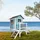 Axi Spielhaus Lodge XL Caribbean Blue mit Rutsche weiß C050.002.91