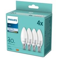 Philips LED-Lampe Candle 5W/840 (40W) Frosted 4-pack E14