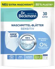 Dr. Beckmann Waschmittel-Blätter Sensitiv Baumwollblüte  10052 , 1 Packung = 30 Blätter