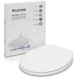 VILSTEIN Toilettendeckel mit Absenkautomatik, Edelstahl Befestigung | Abnehmbar, Softclose, Toilettensitz Klodeckel Klobrille WC Sitz in Weiß