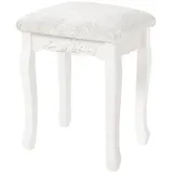 Woltu Schminkhocker, Sitzhocker, Hocker Landhaus Hocker, Polsterhocker, MDF Holz, Weiß lackiert, für Schminktisch, Barock, Cremeweiß