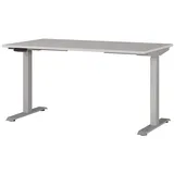 Lomadox Schreibtisch JESOLO-01, 140cm breit, kaschmir, Gestell silber, elektrisch höhenverstellbar weiß 140 cm x 120 cm x 80 cm