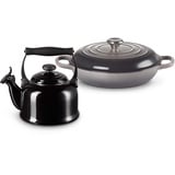 Le Creuset Signature Gusseisen Gourmet-Profitopf, Rund, Ø 30 cm, 3,5 l, Für alle Herdarten inkl. Induktion geeignet + Le Creuset Wasserkessel, Füllmenge: 2,1 l, Emaillierter Stahl/Phenolgriffe