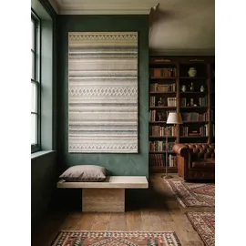 KADIMA DESIGN Teppich Grau-Beige | Modernes Streifendesign | Weich & Strapazierfähig | 155x230cm