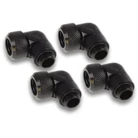 Alphacool Eiszapfen HardTube Klemmverschraubung, 13 mm, 90° drehbar, G1/4 für Acryl/Messingrohre 4-teiliges Set, tiefschwarz