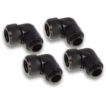 Alphacool Eiszapfen HardTube Klemmverschraubung, 13 mm, 90° drehbar, G1/4 für Acryl/Messingrohre 4-teiliges Set, tiefschwarz