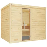 Weka Premium Massivholzsauna Bergen 3 - 45 mm Ganzglastür 9,0 kW Saunaofen OS inkl. Steuerung