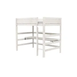 Lifetime Hochbett mit Leiter und Schreibtisch 120 cm Kiefer massiv weiß